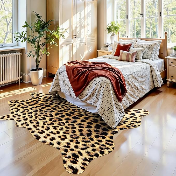 Western Faux Leopard Rug, Animal Print Cheetah Rugs, 4.6 x 5.2 Ft | Premium - Image 4