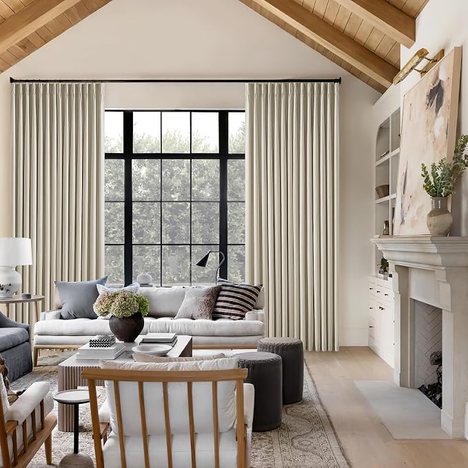Burlywood Birch 100% Blackout Pinch Pleated Linen Curtains 95 Inches Long | - Image 8