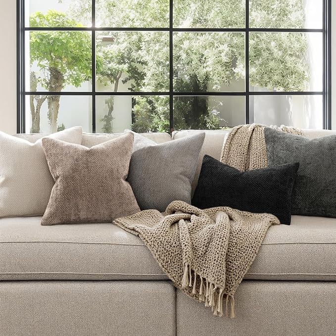 MIULEE Decorative Couch Throw Pillow Covers 18x18 Inch Light Khaki 2 Pack | - Image 3