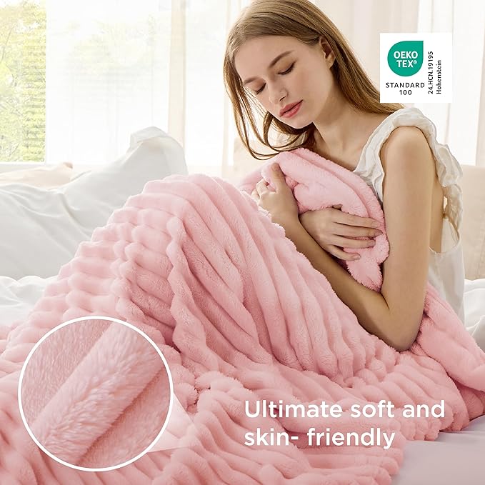 Bedsure Soft Twin XL Blanket for Bed Dorm Coral Pink 66"x90" | Birthday Gifts - Image 4