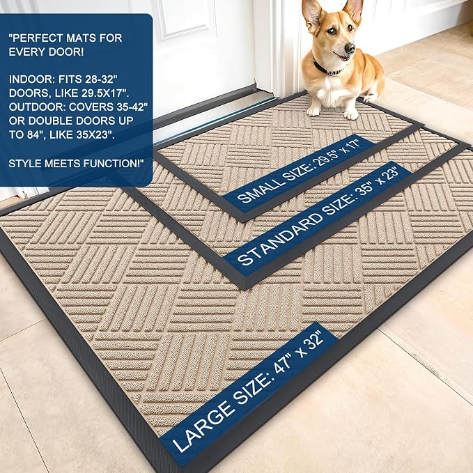 OLANLY Front Door Mat Outside Entrance 47x32, Waterproof Heavy-Duty Doormat | - Image 2