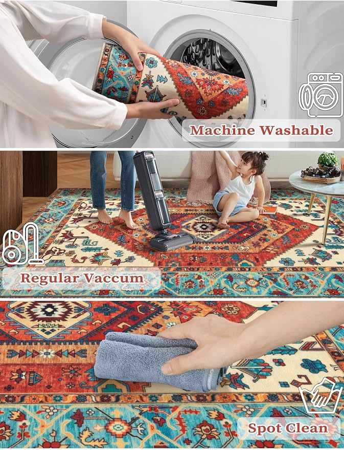 SERISSA 3x14 Washable Non Slip Boho Runner Rug - Image 3