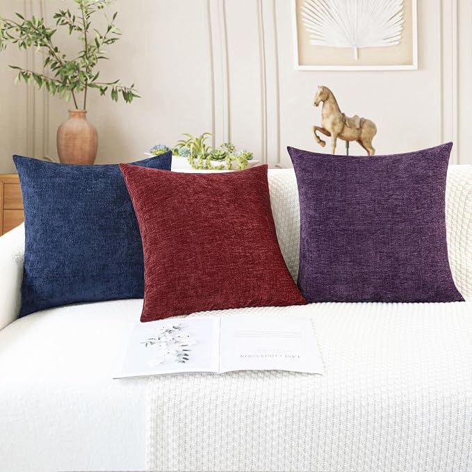 CaliTime Decorative Couch Throw Pillow Covers 16 X 16 Inches Burgundy | Pack of - Image 5