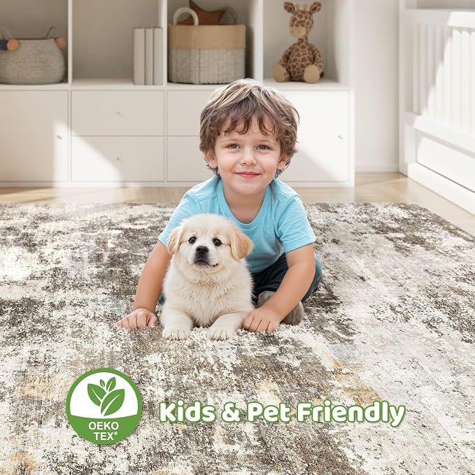 LOONGRUG 10x12 Area Rug Washable Large Neutral Modern Living Room Rug | - Image 7