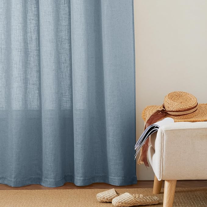 RYB HOME Linen Semi Sheer Curtains 63 inch Length - Image 6