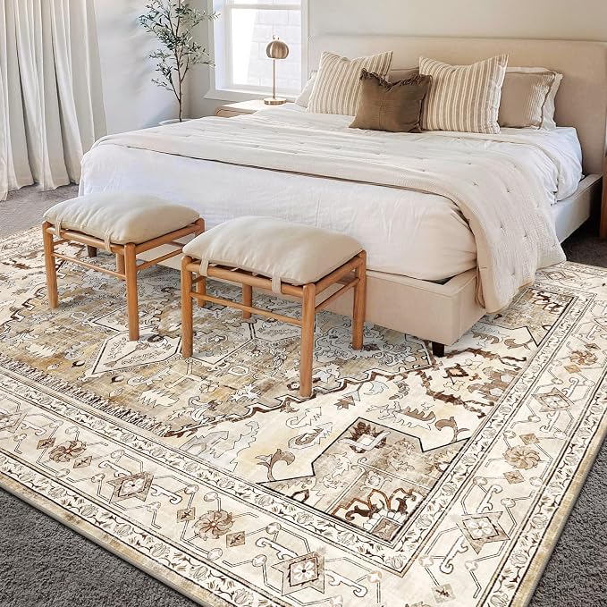 Yamaziot Area Rug 8x10, Non-Slip Washable Boho Vintage Living Room Bedroom Rug - Image 7