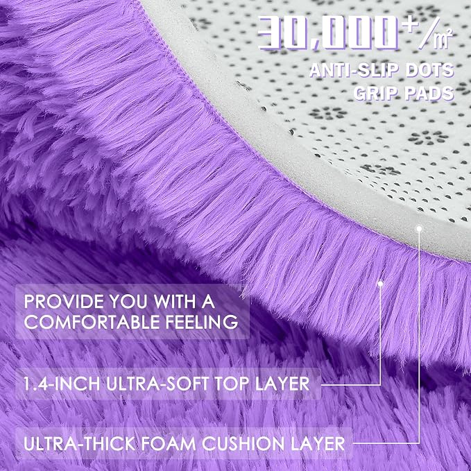OLANLY 2x3 Machine Washable Small Bedside Rug, Soft Fluffy Shaggy Entryway - Image 7