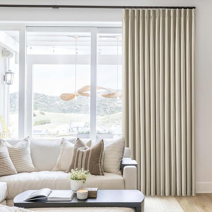 Burlywood Birch 100% Blackout Pinch Pleated Linen Curtains 95 Inches Long | - Image 7
