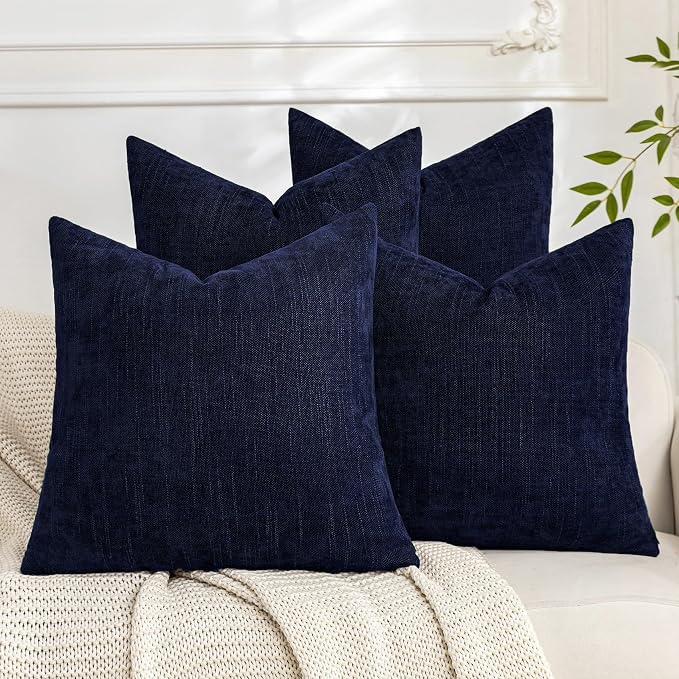 Set of 4 Soft Textured Decorative Throw Pillow Covers 24x24 Inch Cozy Farmhouse by Cozoomy