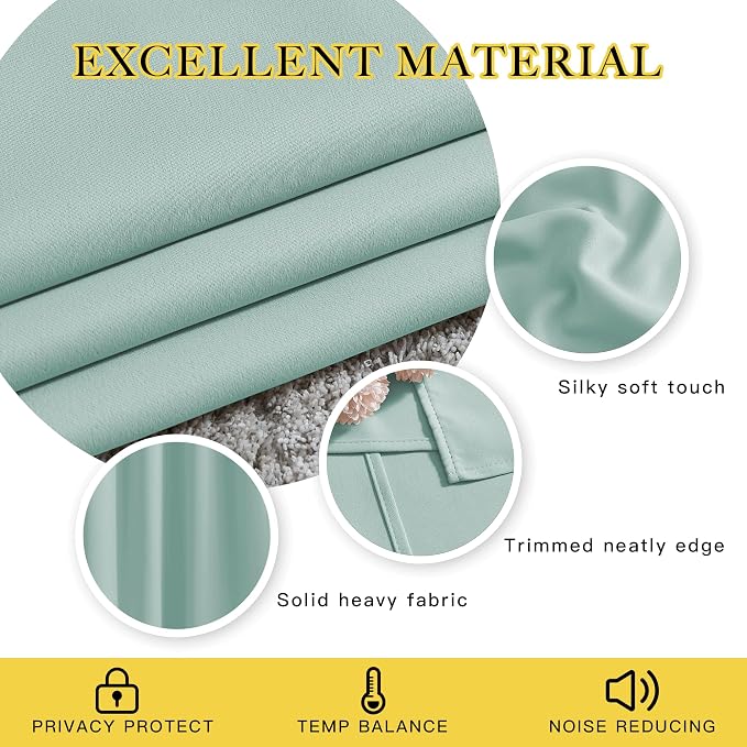 NICETOWN Aqua Blue Curtains 84 inch Length 2 Panels, Grommet Thermal Insulated - Image 4