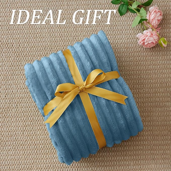 BEDELITE Striped Fleece Throw Blanket, Soft Cozy, Lightweight Warm, Machine - Image 6