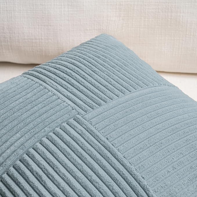 Fancy Homi Set of 2 Light Blue Long Lumbar Decorative Throw Pillow Covers 16x24 - Image 4