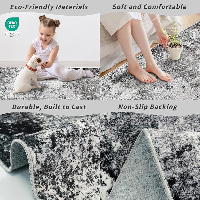 3x4 Washable Entryway Rug – Non-Slip Modern Abstract Small Area Rug - Image 7
