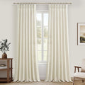 Pinch Pleated Linen Cream Semi Sheer Curtains 96 Inches Long by PleatedDrapes