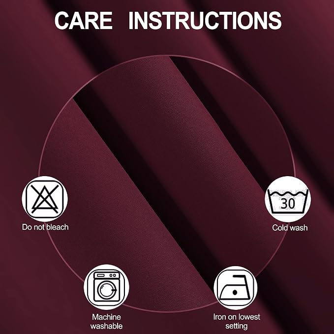 Burgundy Red Blackout Curtains 66 x 63 Inch Length/Set of 2 Curtain - Image 4