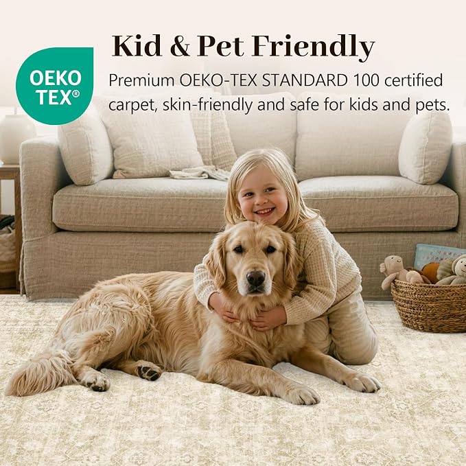 5x7 Ft Area Rugs for Living Room, Soft Non-Slip Machine Washable Rug, Vintage - Image 6