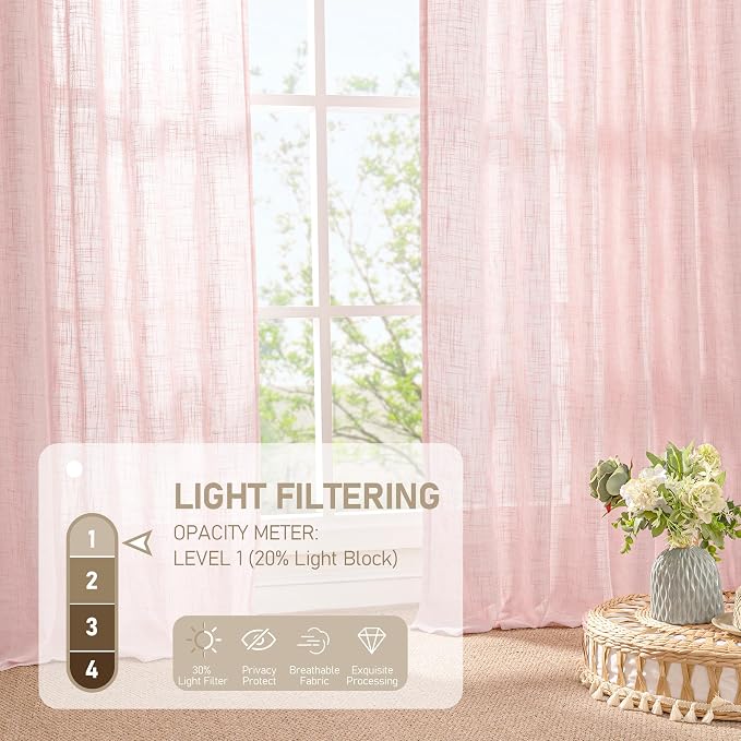 Semi Sheer Linen Curtains 45 Inches Long - Image 4
