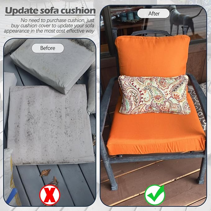 Sqodok Patio Cushion Cover 24x22 inch, Outdoor Seat Cushion Slip Cover - Image 8