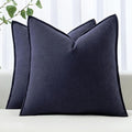 MIULEE Decorative Linen Euro Sham Pillow Covers 22x22 Inch Navy | Boho by MIULEE