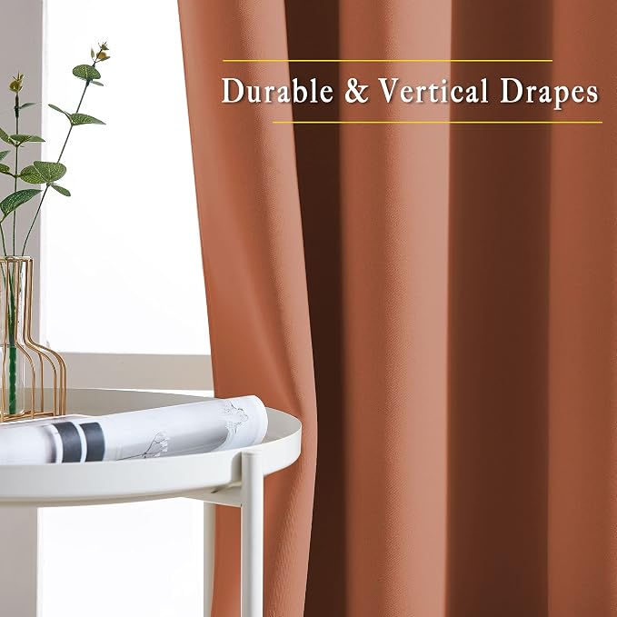 NICETOWN Burnt Orange Blackout Curtains 2 Panels Set, Grommet Top Room - Image 5