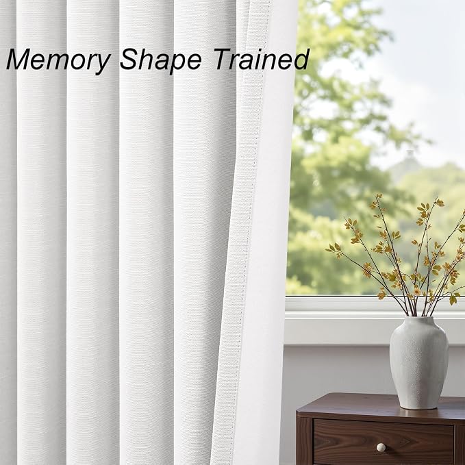 Topfinel Snow White Linen Blackout 120 Inch Curtains - Image 6