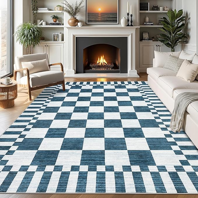 GarveeHome 9x12 Area Rugs for Living Room Washable Checkered Rug Bedroom | by GarveeHome