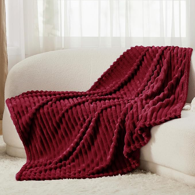 Bedsure Soft Throw Blanket for Couch Decor Gifts Deep Red 50"x70" | Birthday - Image 6