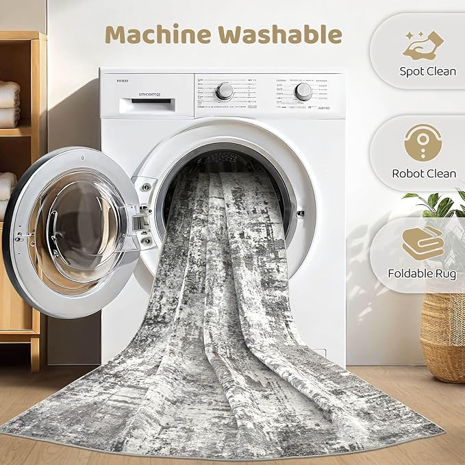 LOONGRUG 10x12 Area Rug Washable Large Neutral Modern Living Room Rug | - Image 2