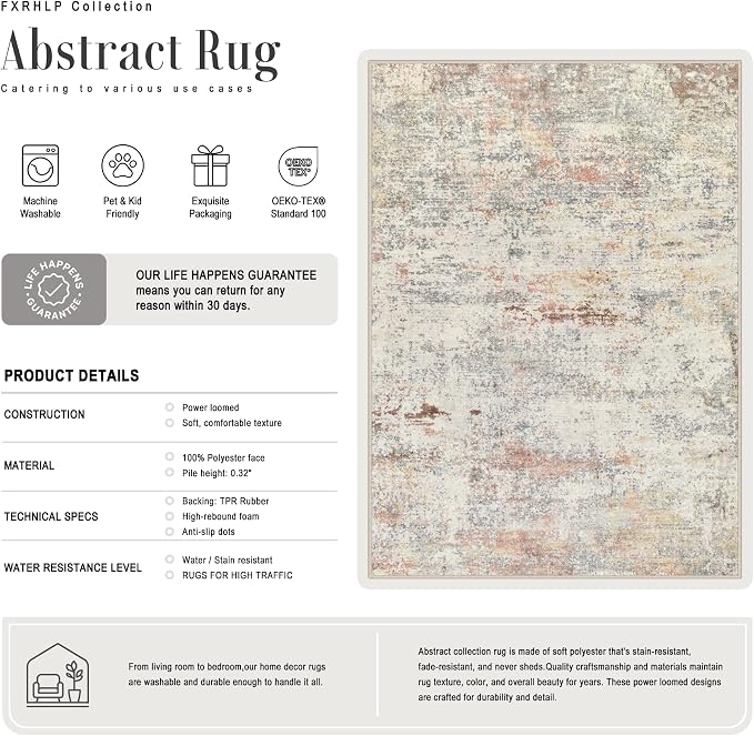 3x14 Washable Runner Rug：Modern Abstract Kitchen Soft Carpet Taupe | - Image 3