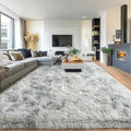 Pionblank 8x10 Rug for Living Room, Fluffy Large Area Rug, Tie Dye Grey | by PIONBLANK