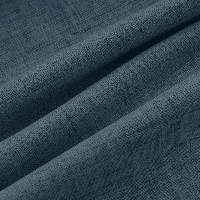MIULEE 100% Blackout Linen Curtains 42 x 84 Inch Navy Blue 2 Panels | Thermal - Image 9