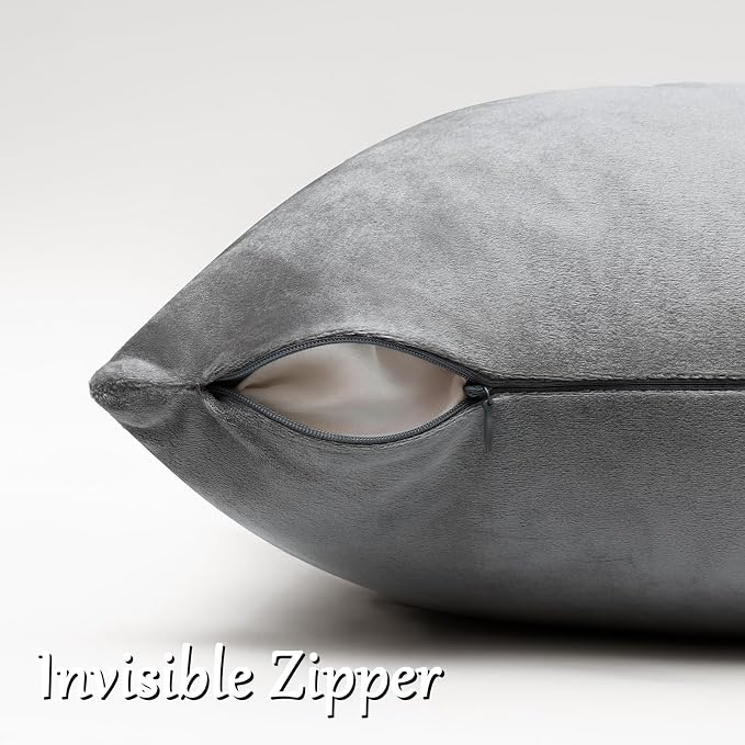 GIGIZAZA Dark Grey Velvet Throw Pillow Covers 20x20 Pack of 2 | Decorative - Image 4
