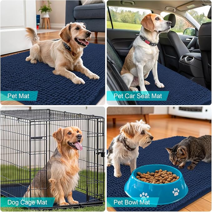 OLANLY Dog Door Mat for Muddy Paws 47x24, Super Absorbent Chenille Mud Mat | - Image 7