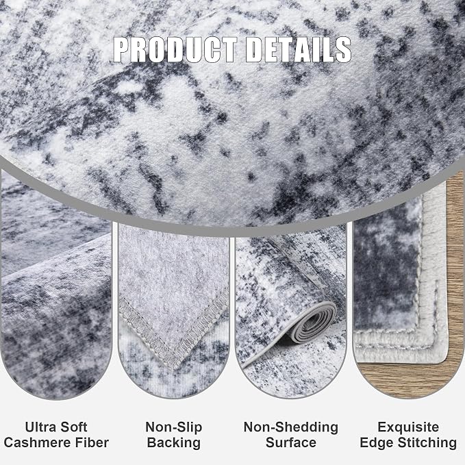 8x10 Area Rug Living Room Rug: Washable Modern Abstract Soft Thin Rug Indoor - Image 7