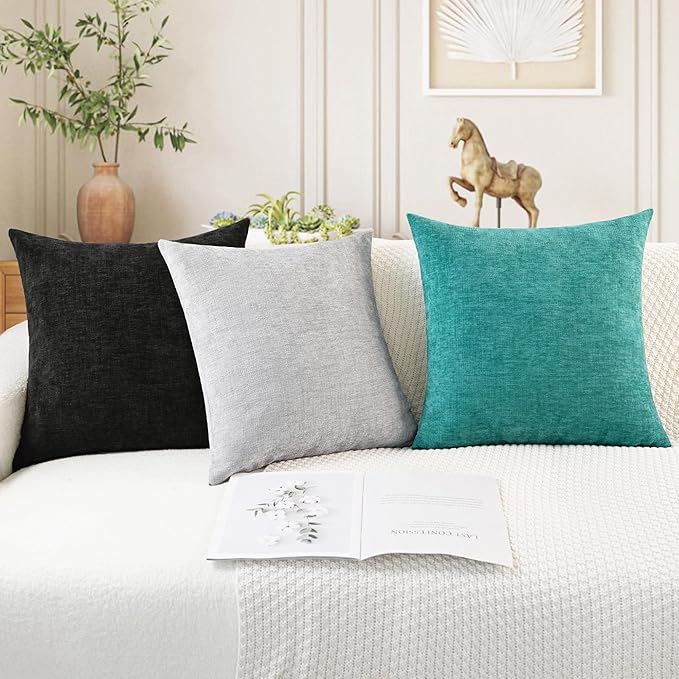 CaliTime Decorative Couch Throw Pillow Covers 18 X 18 Inches Black | Pack of 4 - Image 5
