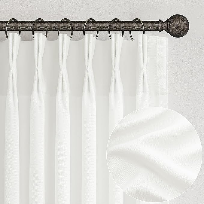 White Linen Curtains 92 Inches Long by PleatedDrapes