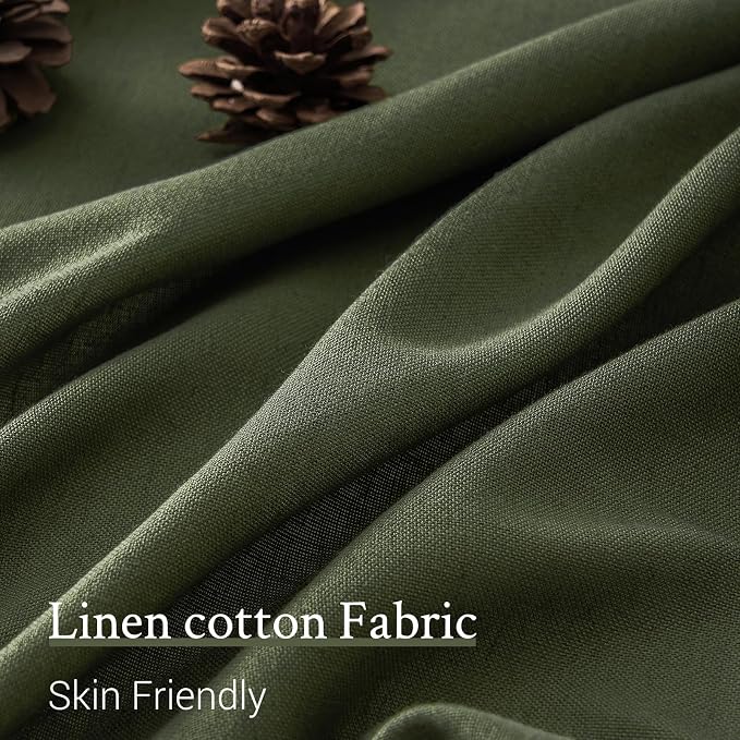 Topfinel 102 Inch Pinch Pleated Linen Curtains 1 Panels, Olive Green Semi Sheer - Image 4