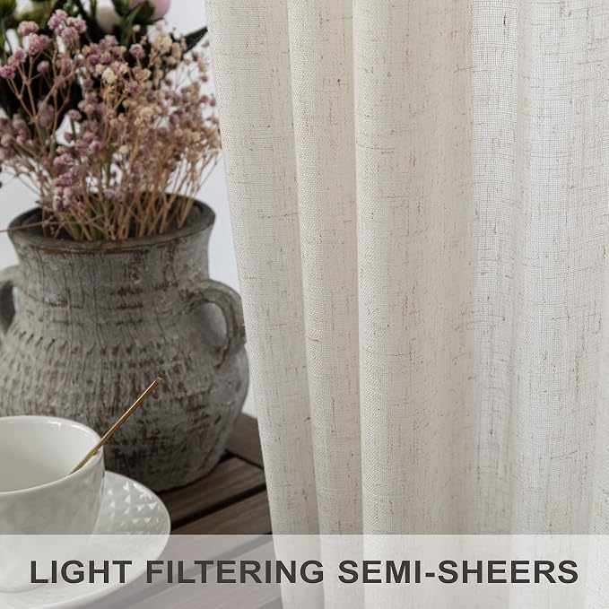 Cream Linen Cafe Curtains 30 Inch Length - Image 8