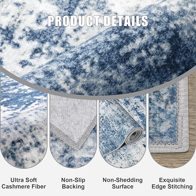 9x12 Area Rug Living Room Rug: Washable Modern Abstract Soft Thin Rug Indoor - Image 7