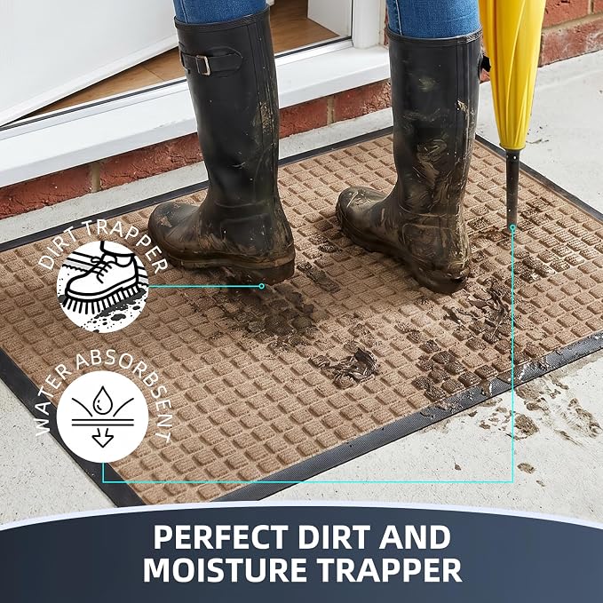 Front Door Mat Outside Entrance, Heavy Duty Waterproof Doormat | 35.5"x24" - Image 2