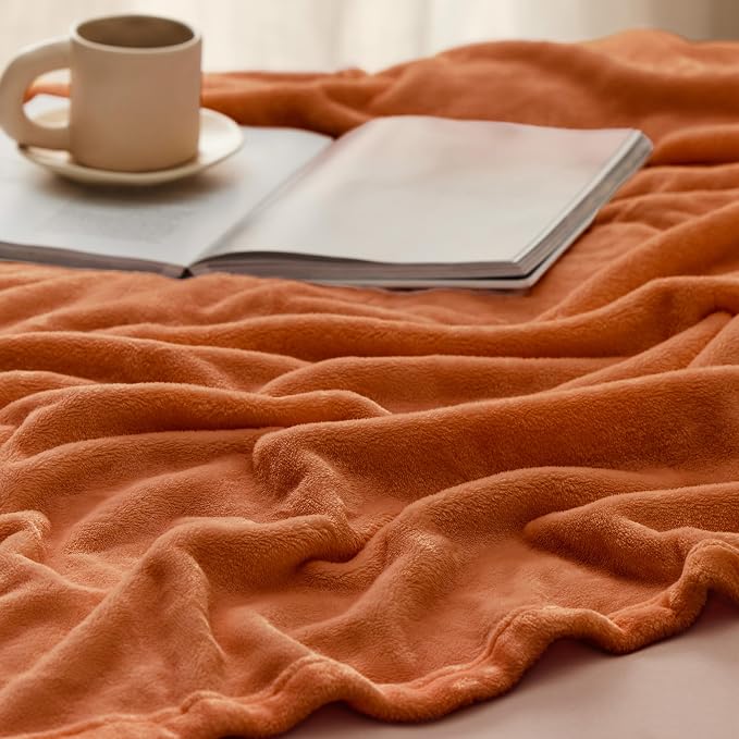 Bedsure GentleSoft Orange Fleece Blanket King Size - Image 4