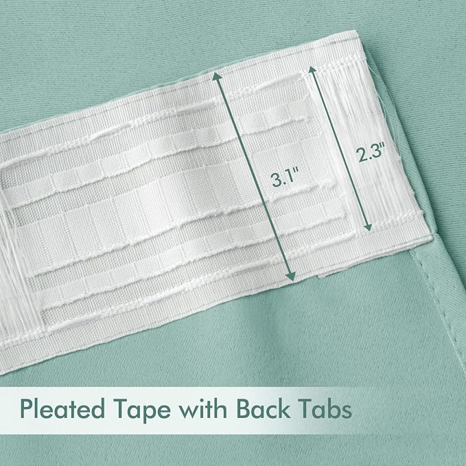 MIULEE Aqua Back Tab Blackout Curtains 52x90 Inch Long 2 Panels Set | Rod - Image 4
