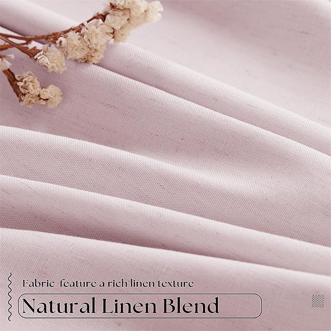 Light Pink Pleat Linen Blackout 102 Inch Curtains - Image 5