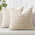 MIULEE Euro Sham Corduroy Decorative Throw Pillow Covers 24x24 Cream White | by MIULEE