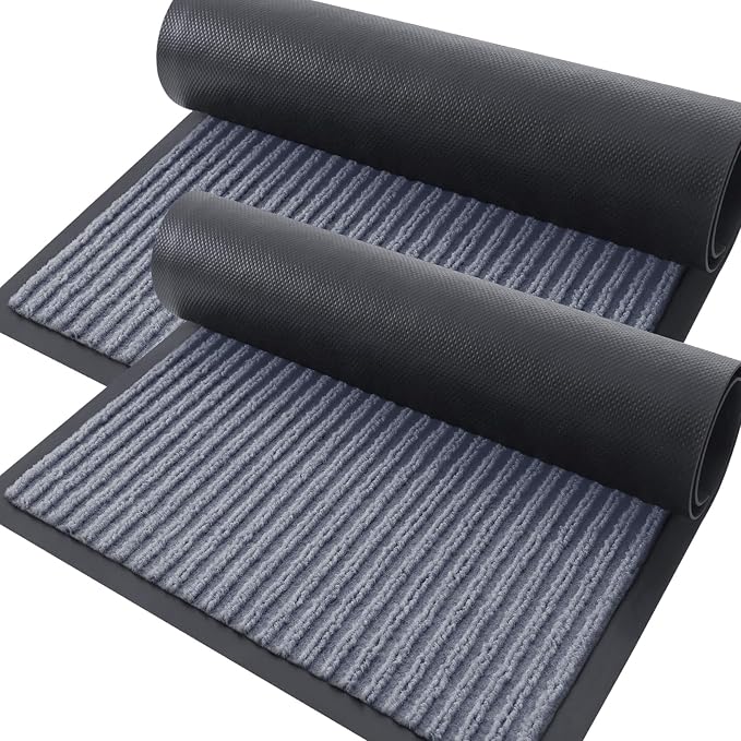 OLANLY 2-Pack Front Door Mats 47x32, Waterproof Heavy-Duty Doormats | Ash Grey by OLANLY