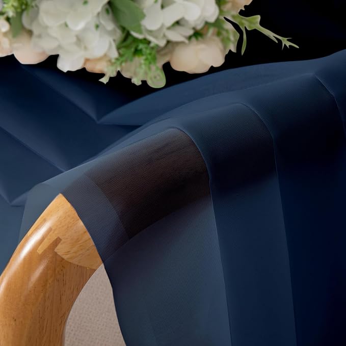 Navy Blue Sheer Curtains 84 Inches Long 2 Panels Set, Solid Voile Light - Image 4