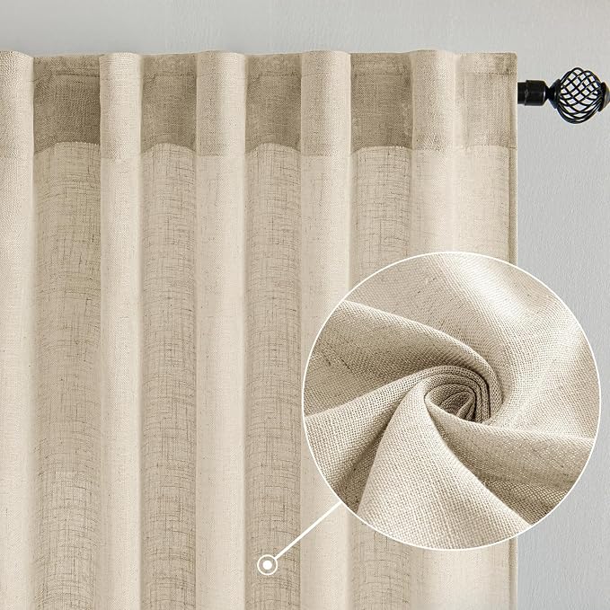 MIULEE Linen Curtains 52x84 Inch Length 2 Panels - Image 2