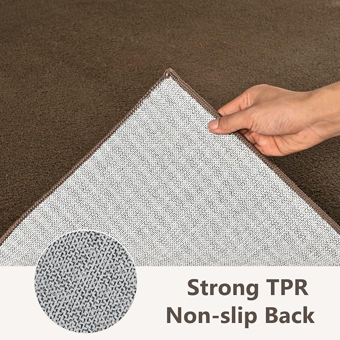 2x6 Beige Brown Solid Runner Rug Washable Non-Slip - Image 5