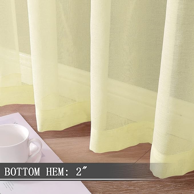 Tollpiz Sheer Curtains Bedroom Linen Textured Curtain Sheers Light Filtering - Image 4