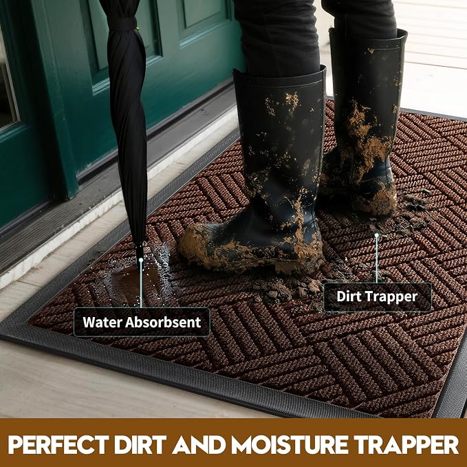 Front Door Mat, Heavy Duty Waterproof Doormat 29.5"x17", Stain Fade Resistant - Image 2